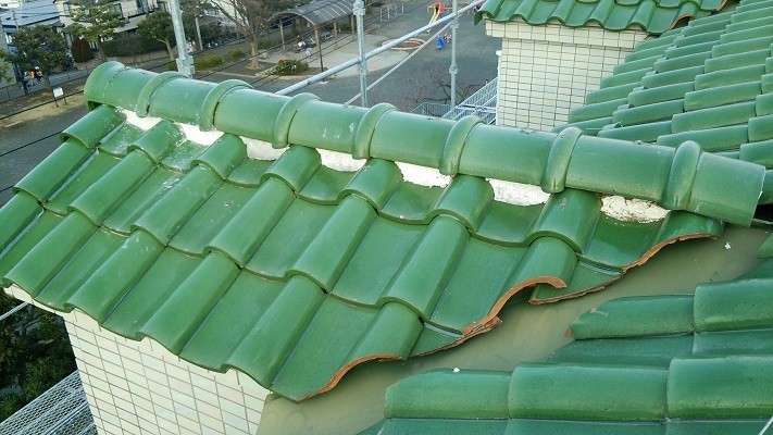袖屋根の漆喰工事の施工後