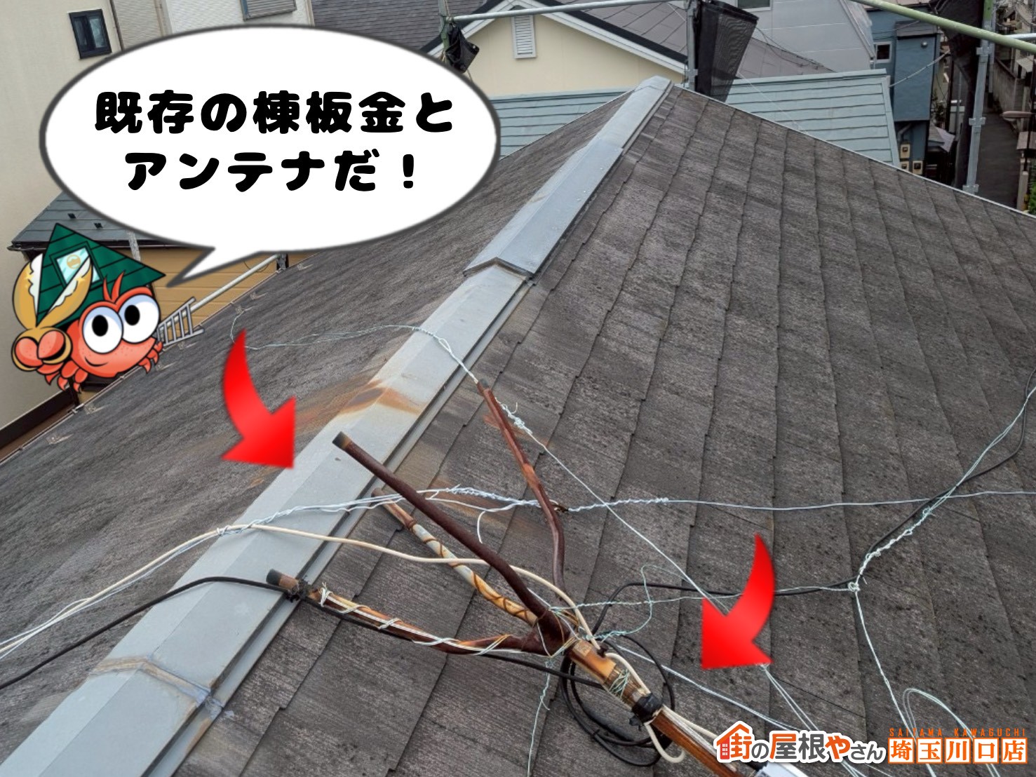 既存の棟板金とアンテナだ！