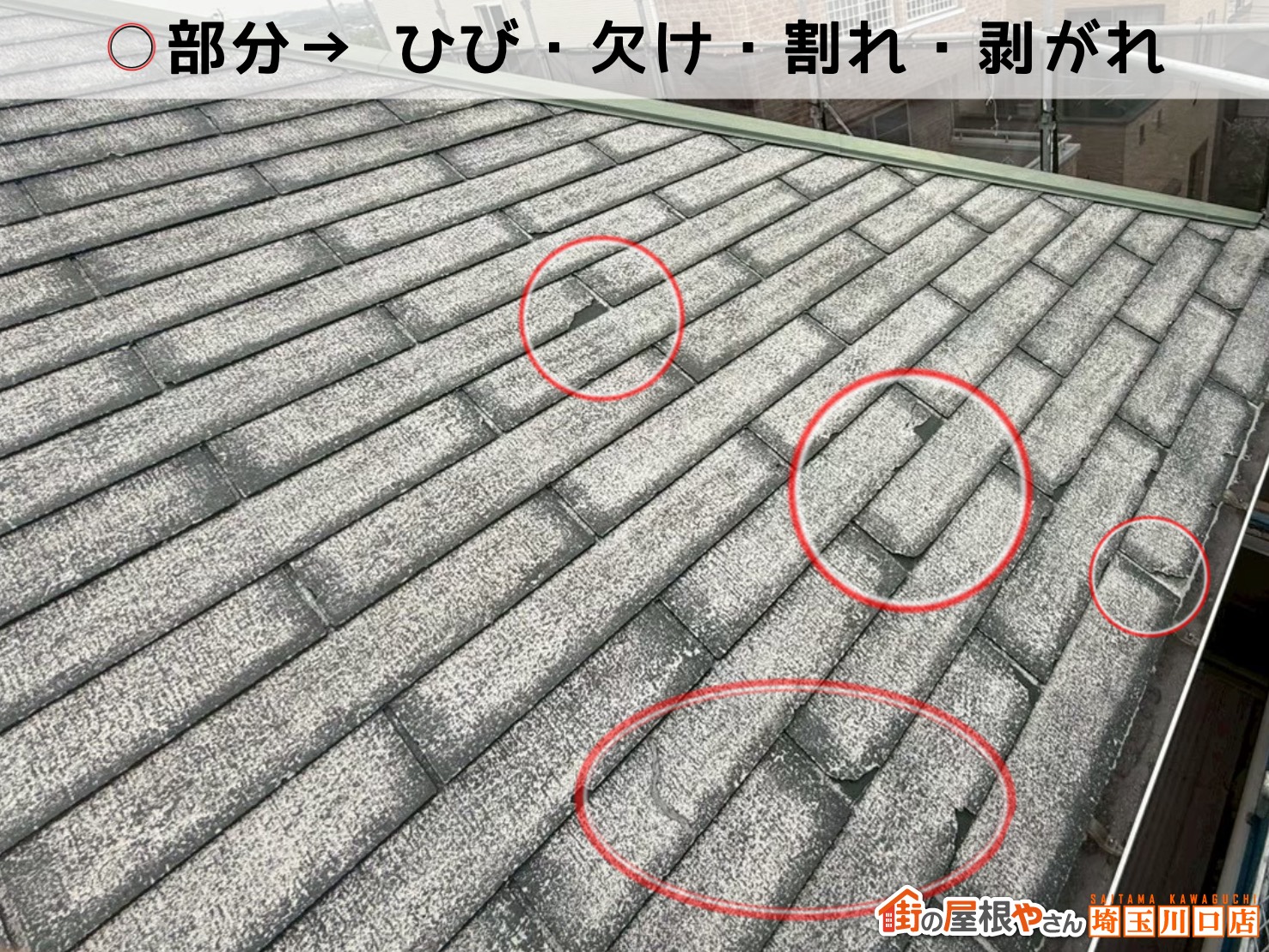 ひび・欠け・割れ・剥がれが出ている箇所