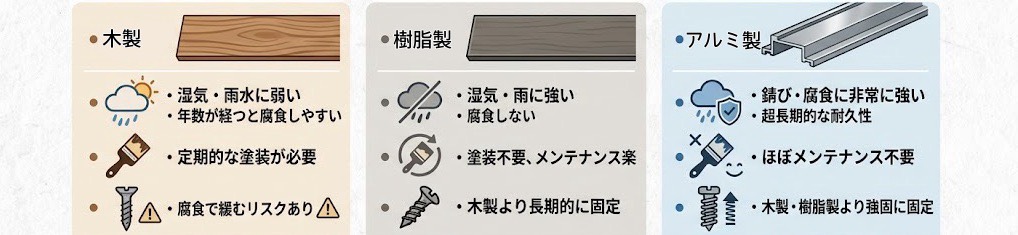 貫板の素材による違い