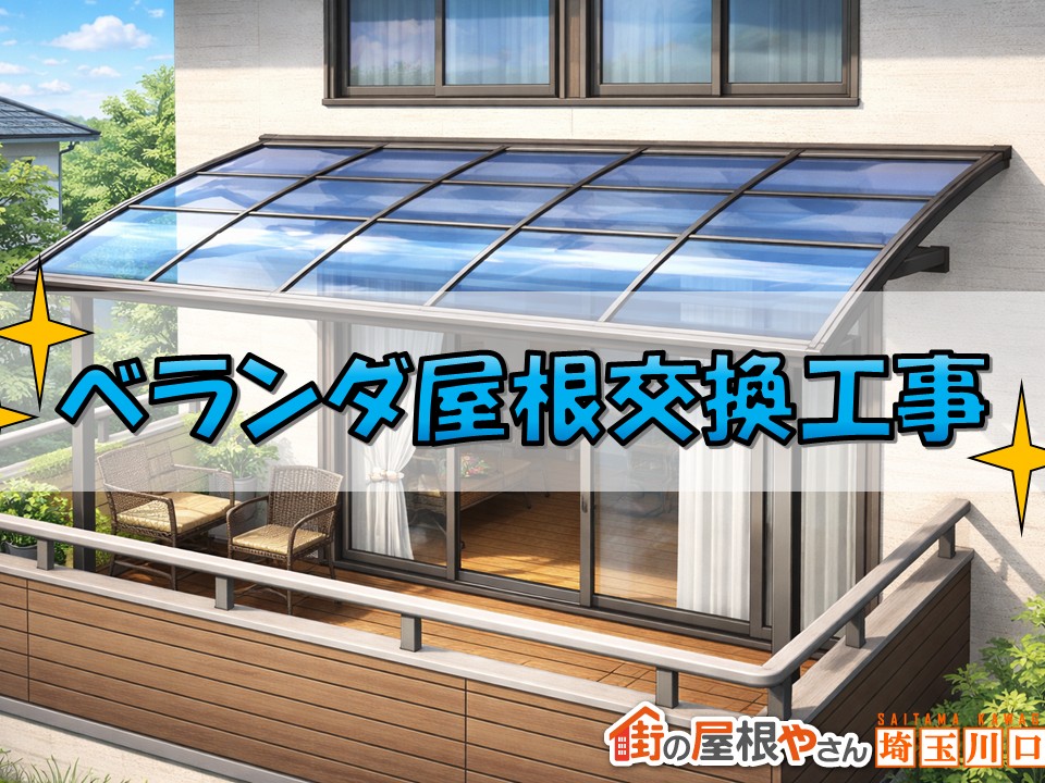 【川口市】劣化した波板ポリカを一新！1日で完了のベランダ屋根交換